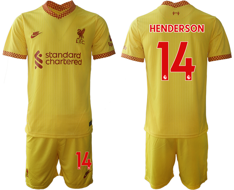 Men 2021-2022 Club Liverpool Second away yellow #14 Soccer Jersey->customized soccer jersey->Custom Jersey